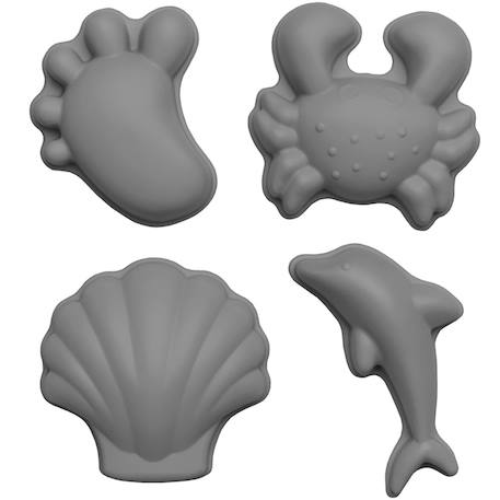 Set de 4 moules de plage en silicone souple Gris+Jaune+Rose+Rouge+Vert+Violet 1 - vertbaudet enfant 