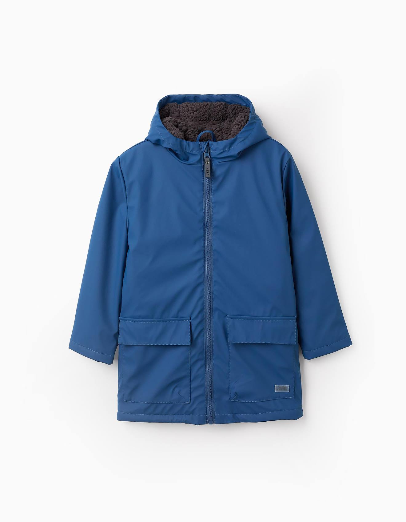 Parka Longue En Caoutchouc Avec Capuche Bleu Foncé