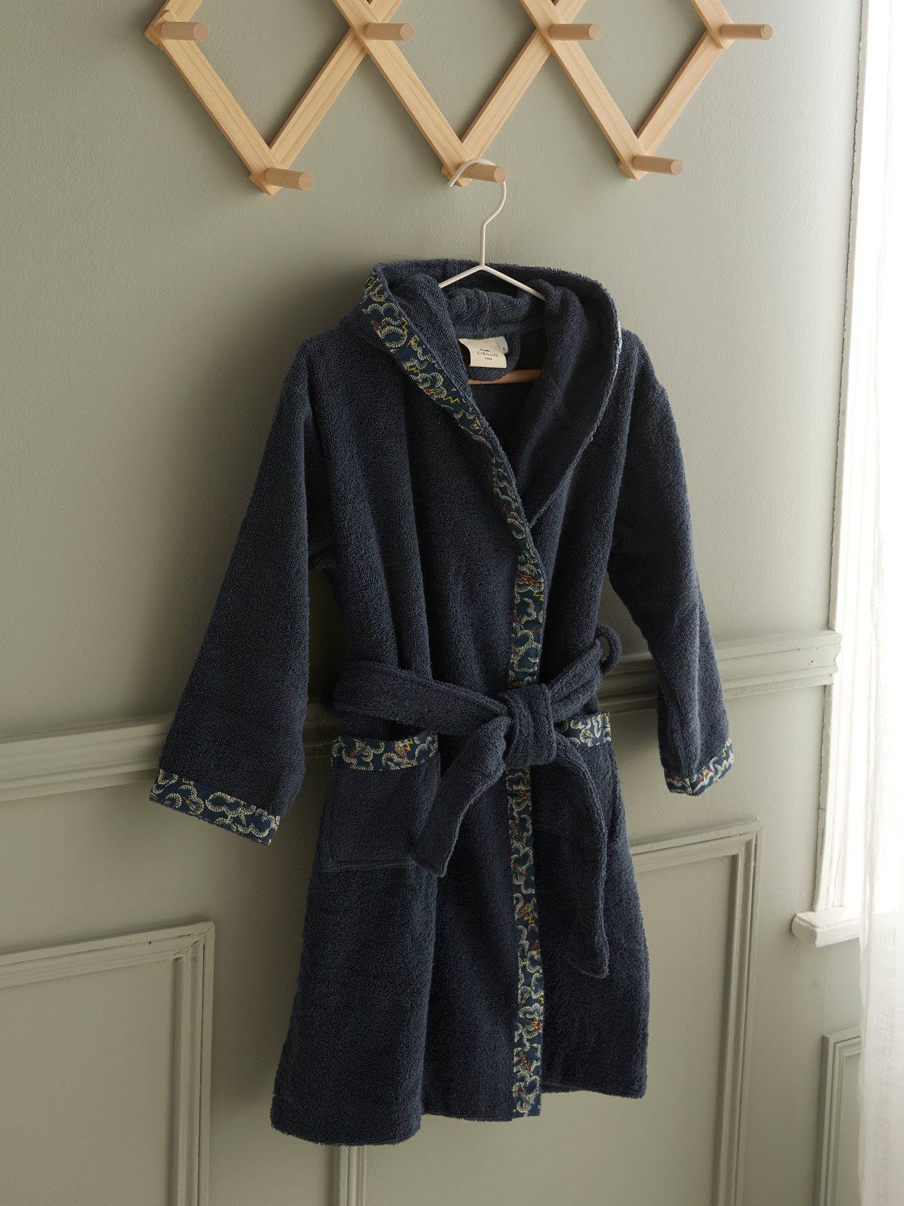 Peignoir Enfant En Éponge Et Tissu Liberty Bleu Foncé
