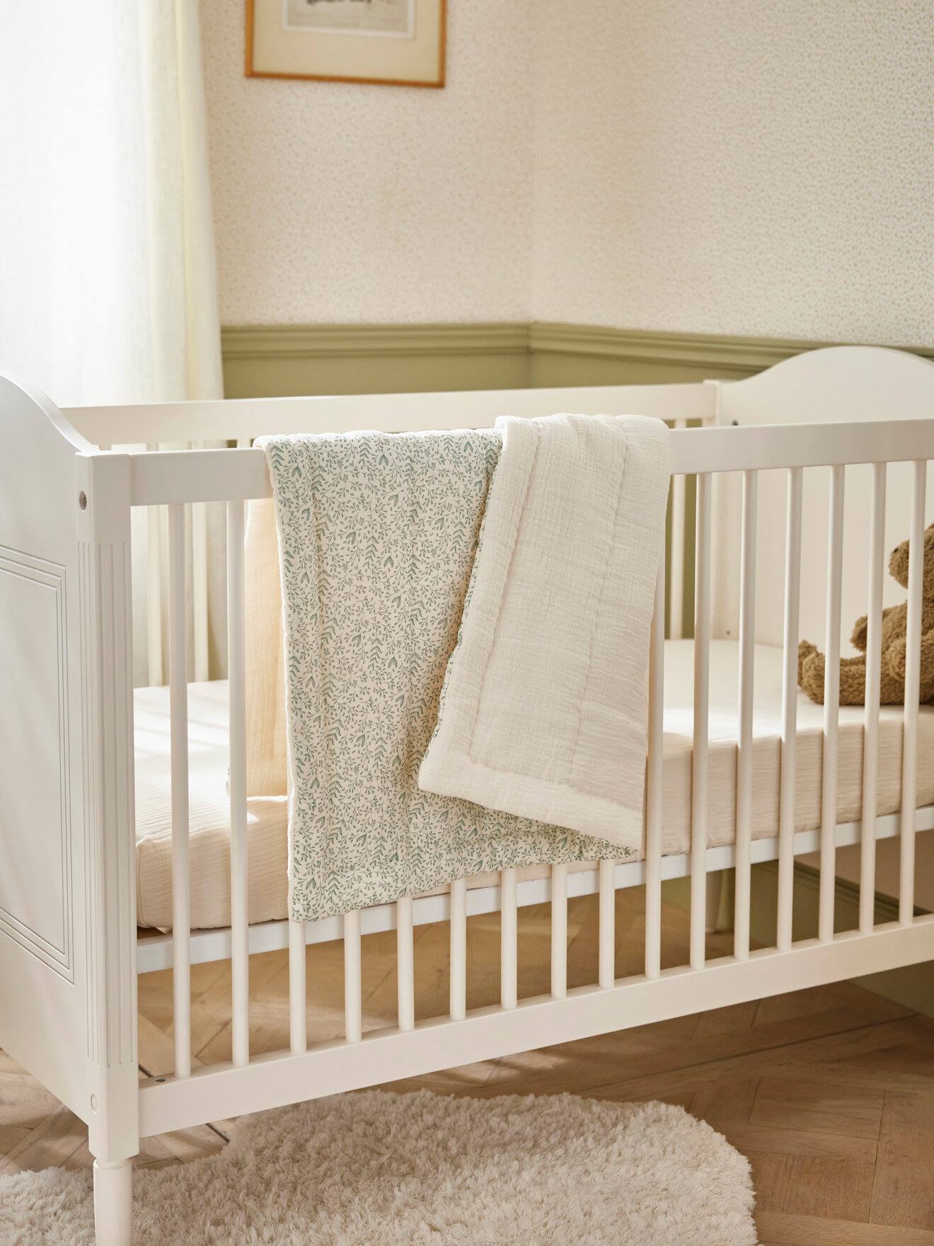 Petit Boutis En Gaze De Coton Beige Clair Imprimé