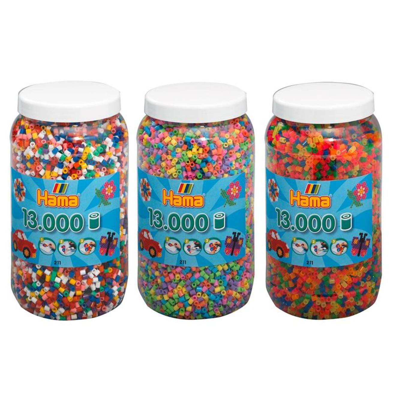 Set De Trois Pots (env. 39000) Perles À Repasser. Multicolore