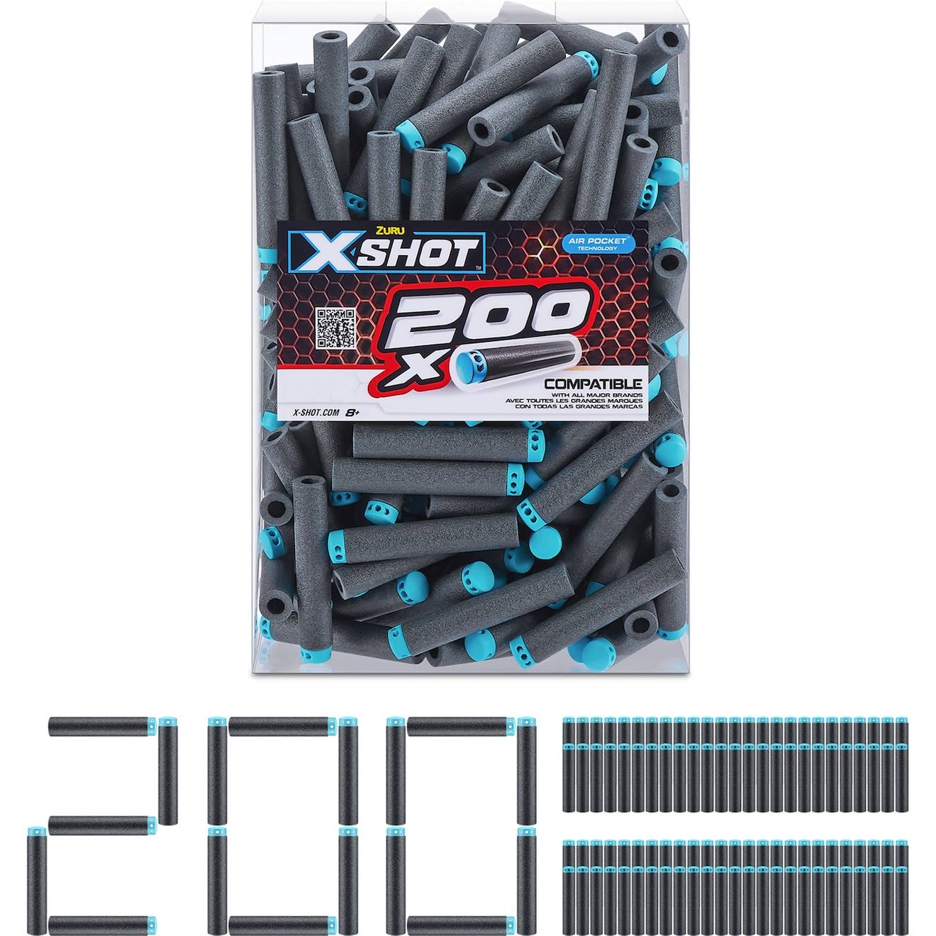 Xshot - Recharge Excel 200 Fléchettes Bleu Et Gris