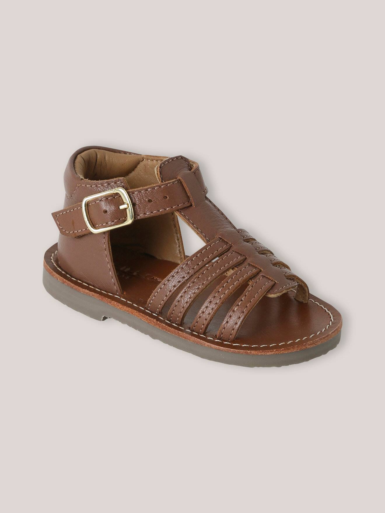 Sandales En Cuir Vernis Bébé Rose Grise