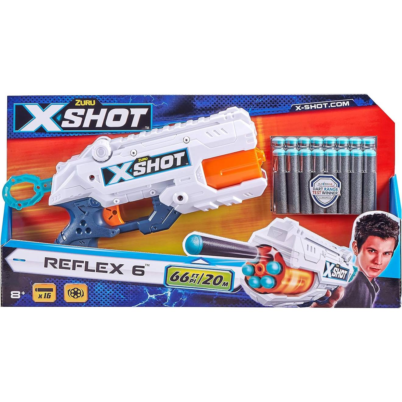 Xshot - Excel Reflex 6 Blaster Avec Fléchettes Orange