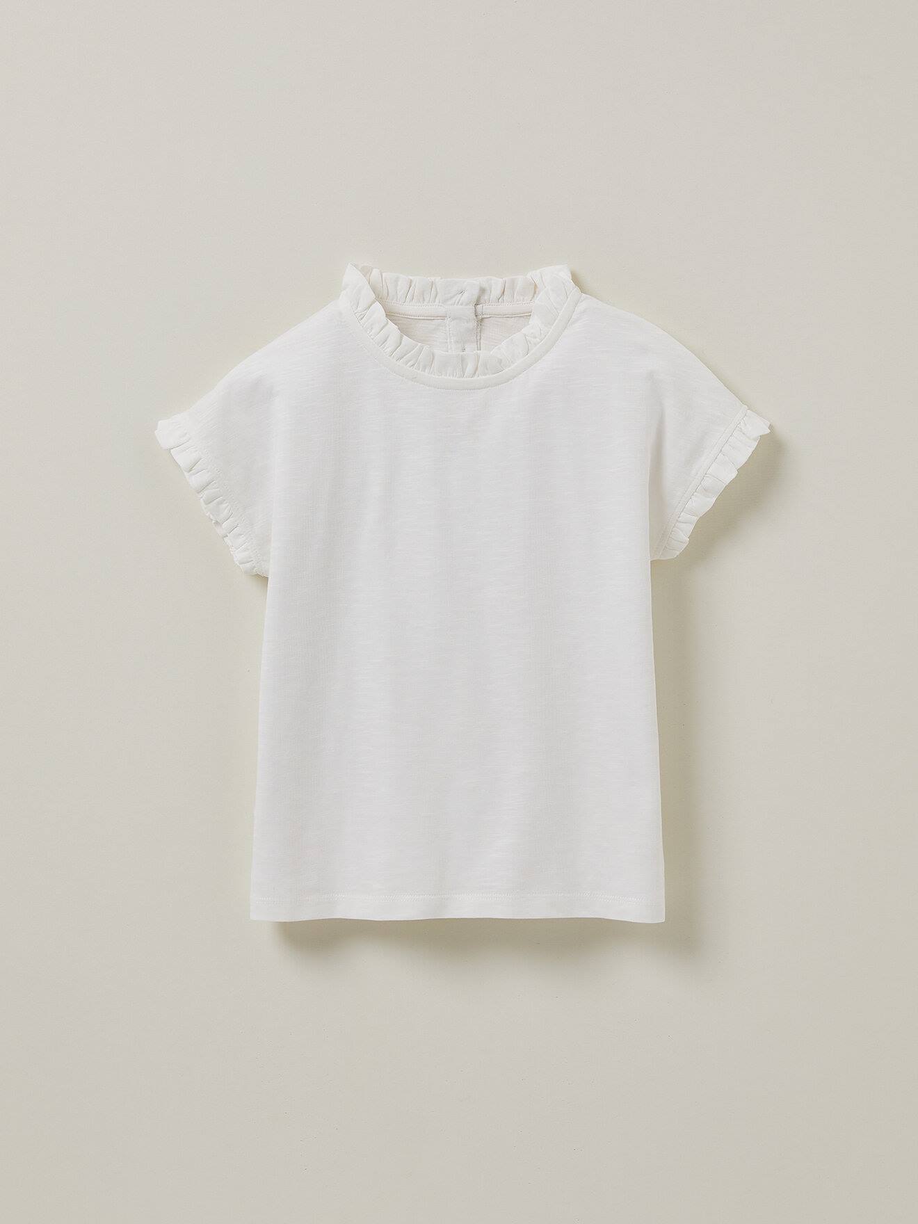 T-shirt À Volants En Coton Biologique Ecru