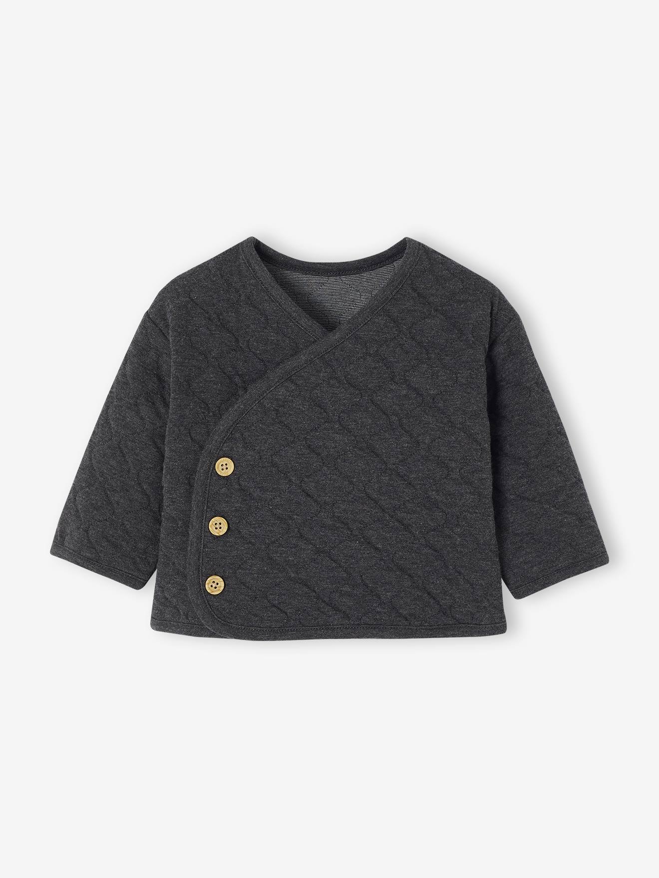 Gilet bébé matelassé ouverture naissance anthracite