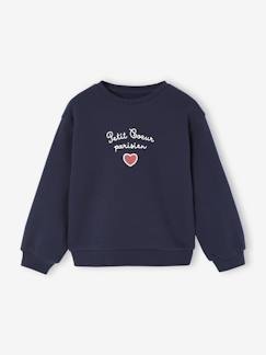 Vêtement Fille VERTBAUDET T-shirt Fantaisie Fille Manches Longues - Motif Relief Gris Foncé 10 Ans Vêtement Enfant Motif Relief