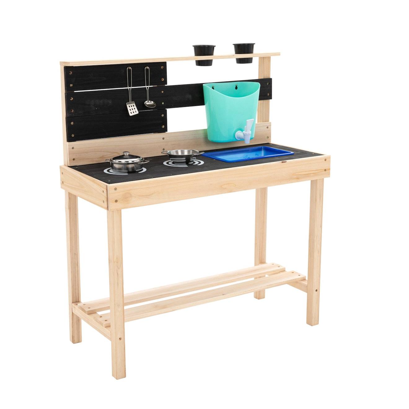 Cuisine D'extérieur Pour Enfant Little Chef Bois Fsc® Marron - Bleu - Noir