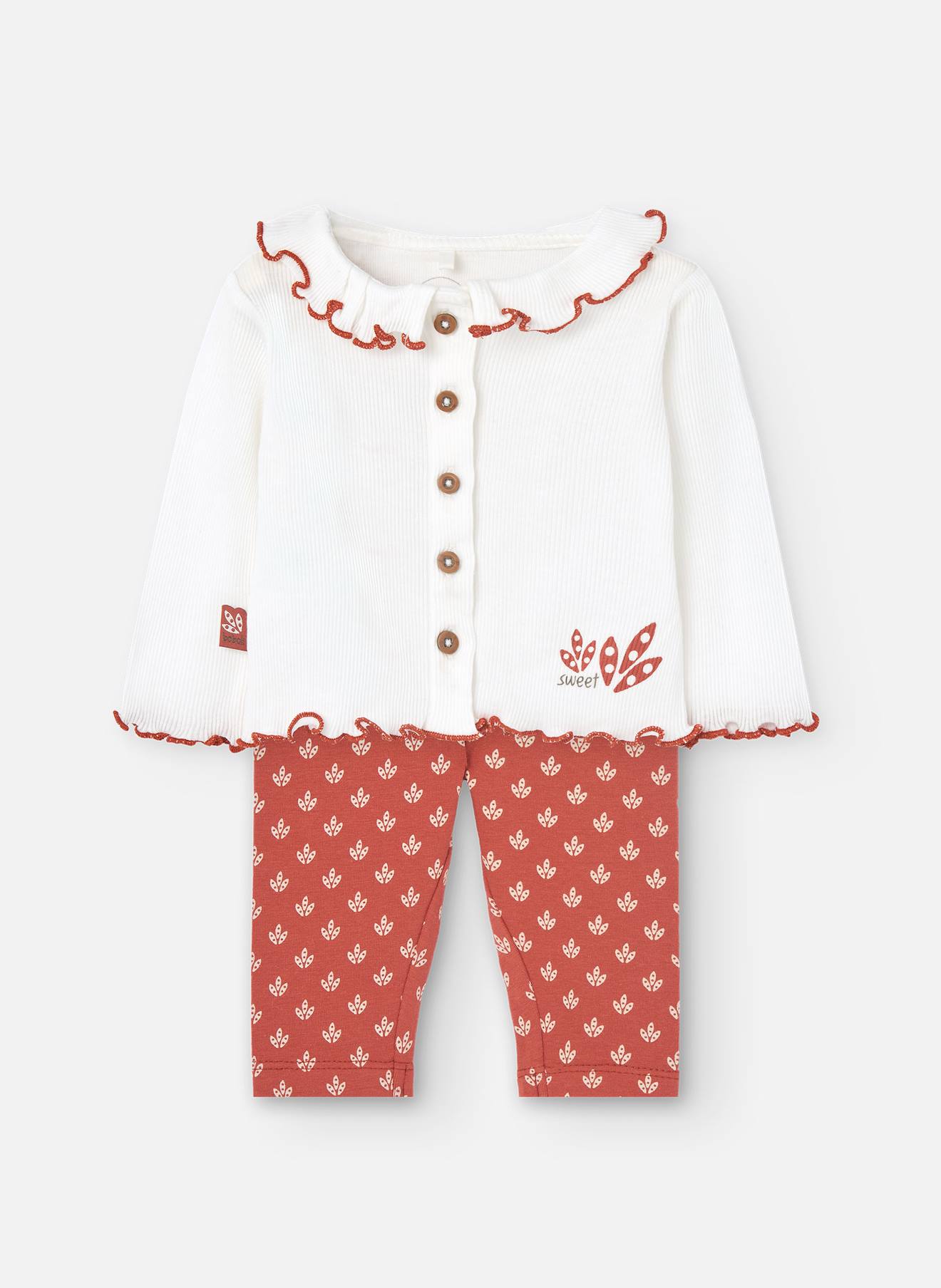 Ensemble T-shirt Avec Volants Et Leggings Blanc