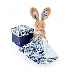 Jouet-Premier âge-Doudou pantin lapin bleu marine