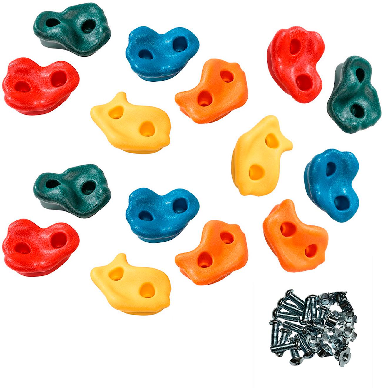 Kangui - Lot De 15 Pierres À Grimper D'escalade Pour Structures De Jeux - Fixations Incluses Multi-couleurs