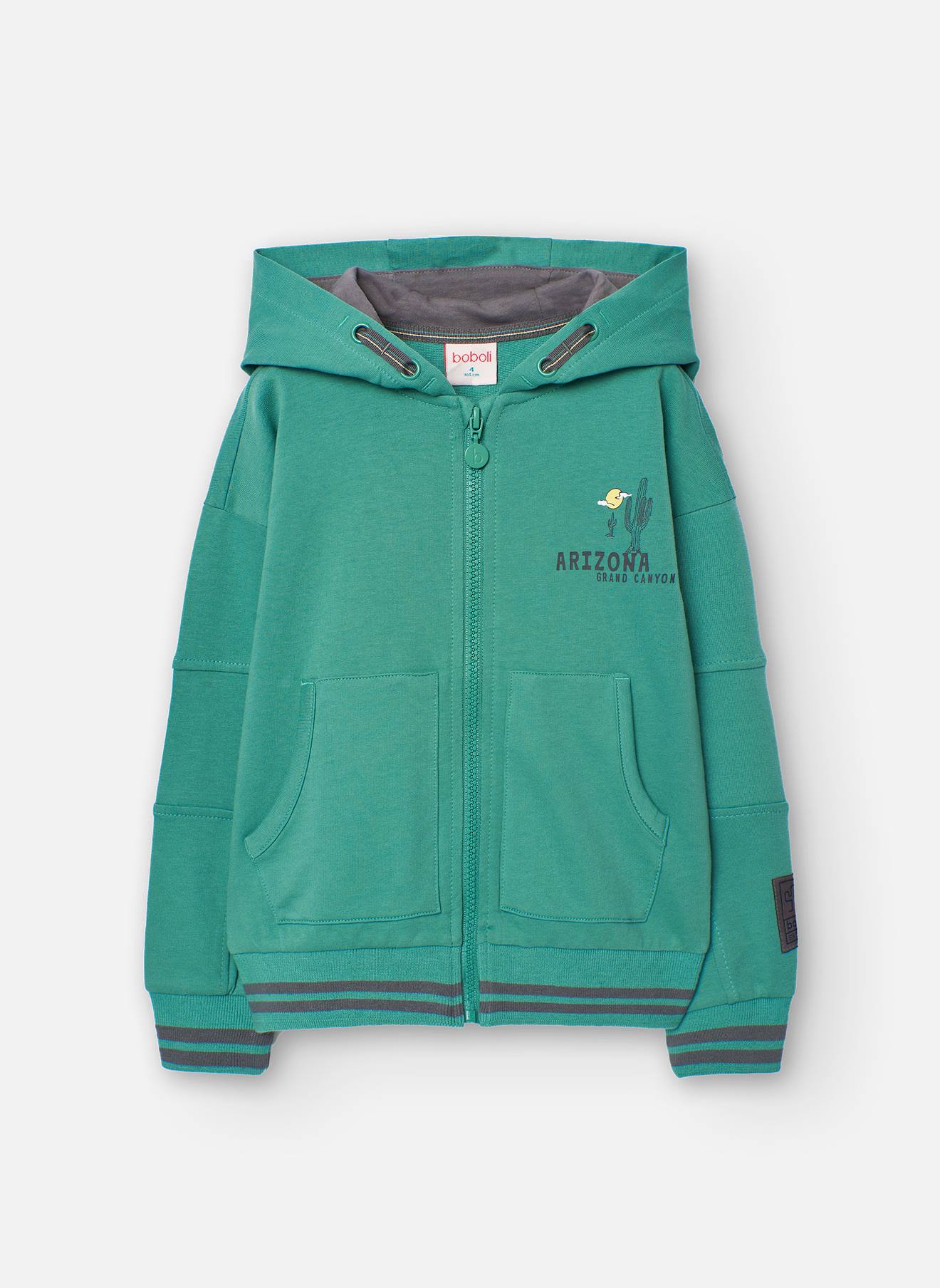 Gilet Unie Avec Capuche Et Fermeture Éclair Vert