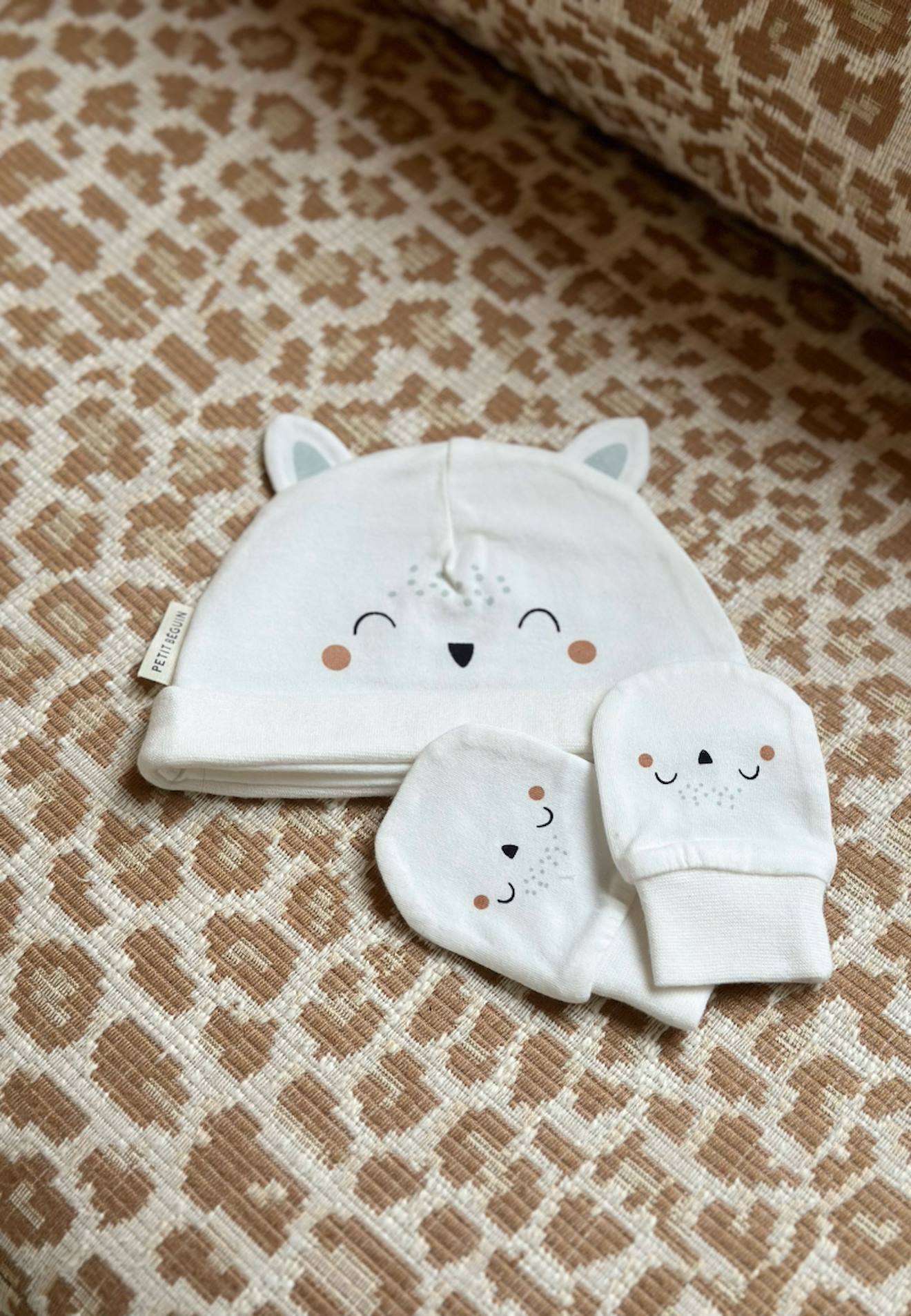 Bonnet Bébé Et Moufles Anti-griffures Kimi Ecru