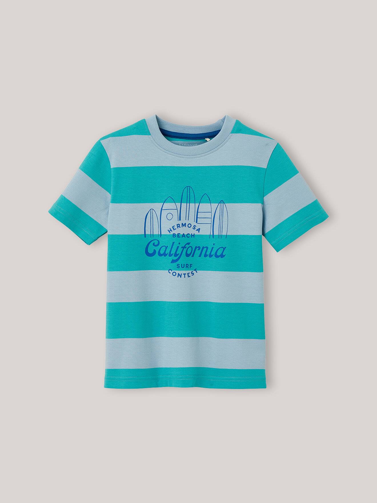 T-shirt Rayé En Coton Biologique Bleu