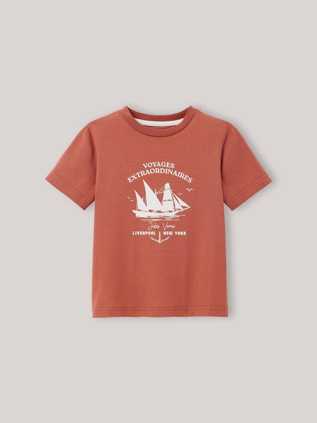 T-shirt Jules Verne En Coton Biologique Terre Cuite