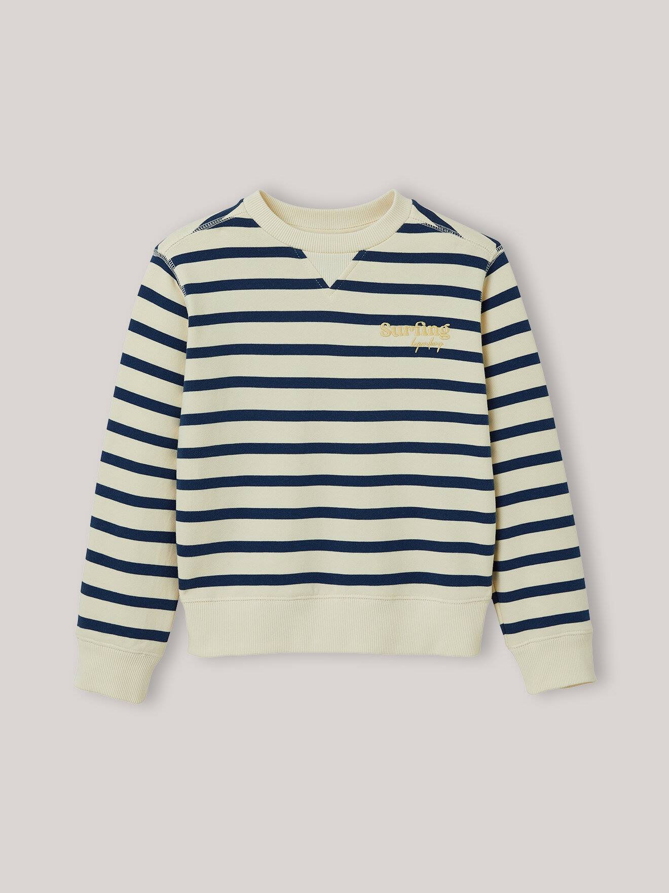 Sweat Rayé En Coton Biologique Rayre Bleue