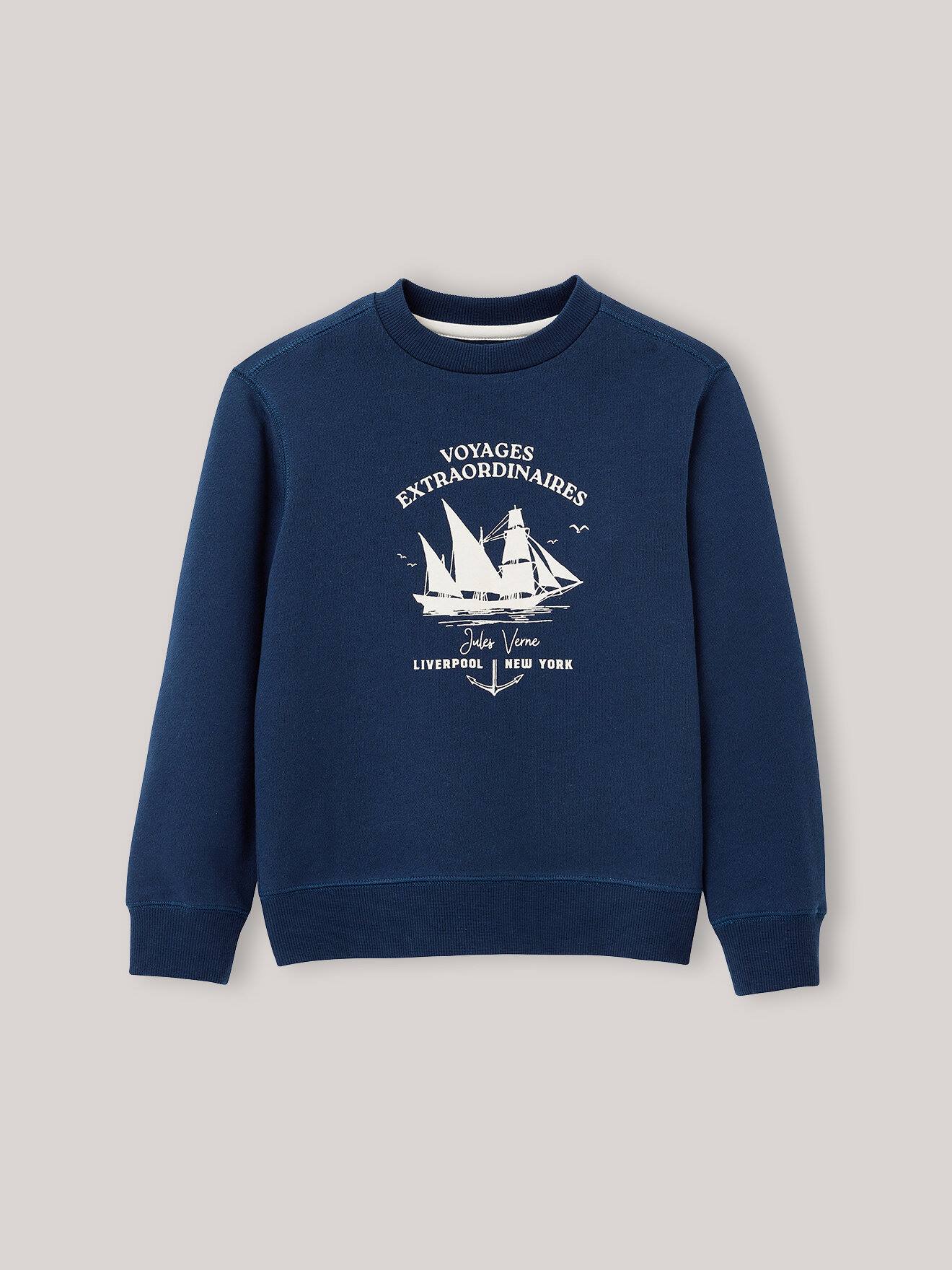 Sweat Jules Verne En Coton Biologique Marine Clair