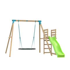 Portique balançoire nid et toboggan alysse bois h243cm  - vertbaudet enfant
