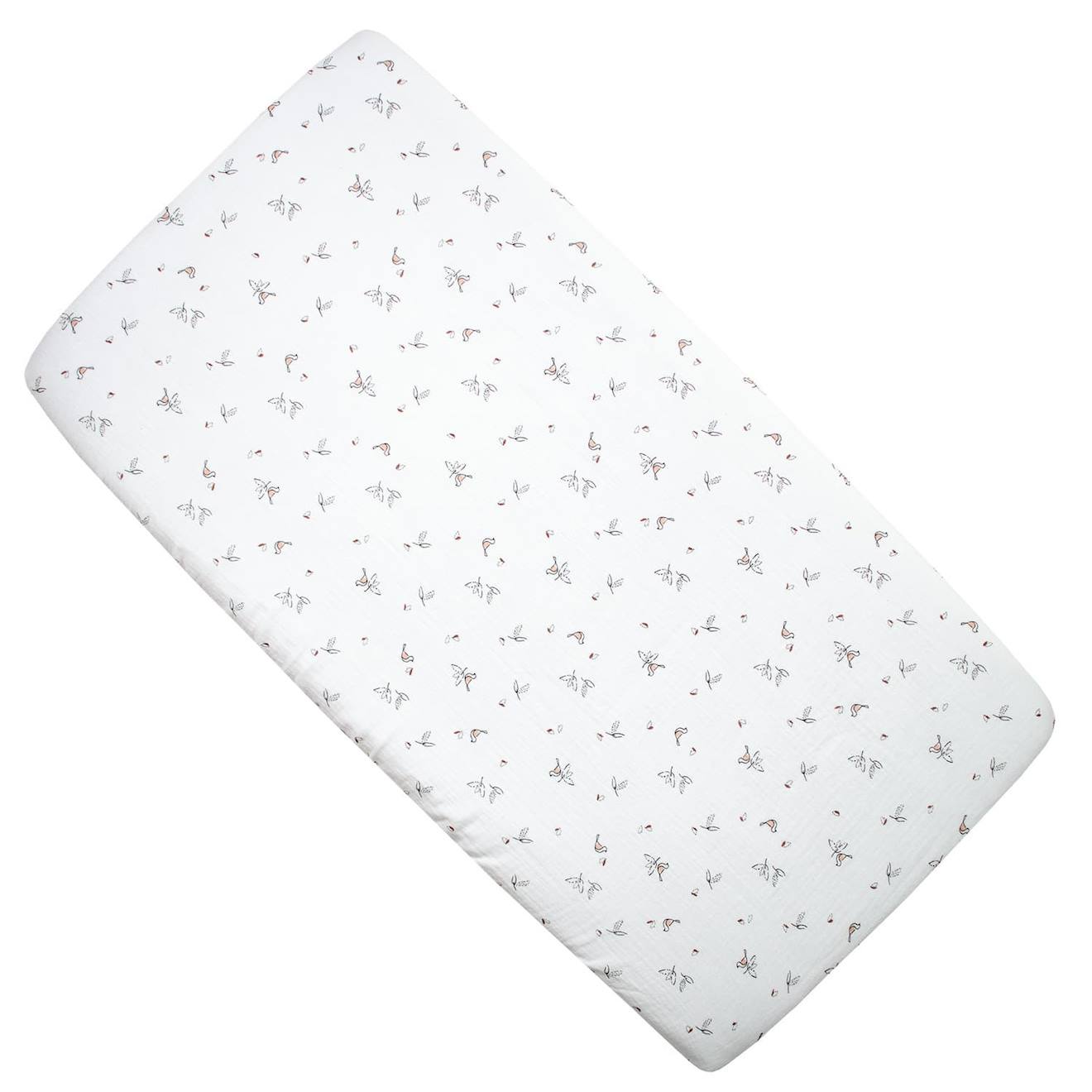 Drap Housse Berceau En Gaze De Coton Melody Melody, Blanc Imprimé Minimali