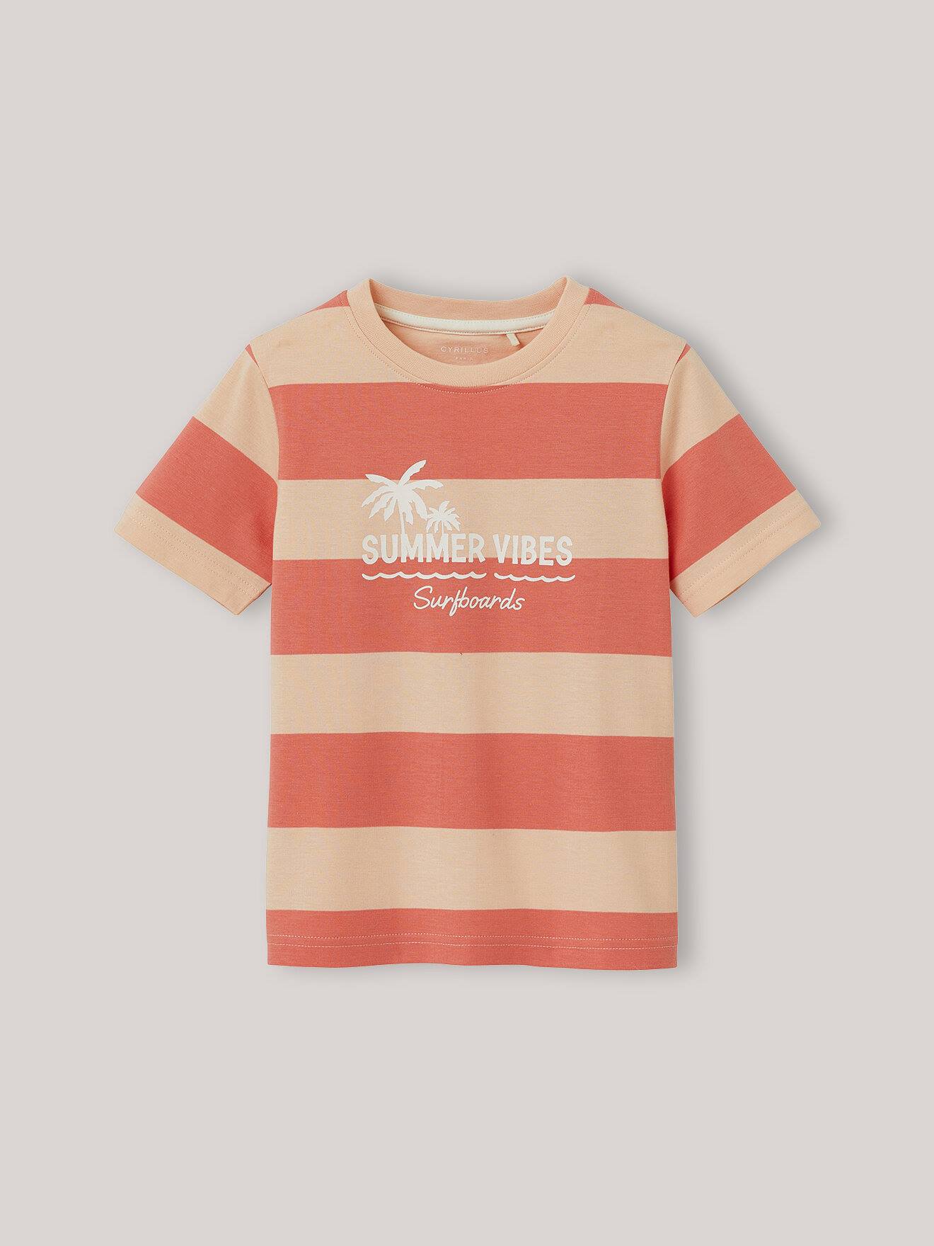 T-shirt Rayé En Coton Biologique Peach