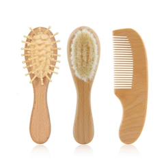 Puériculture-Set brosses et peigne en bois naturel pour bébé