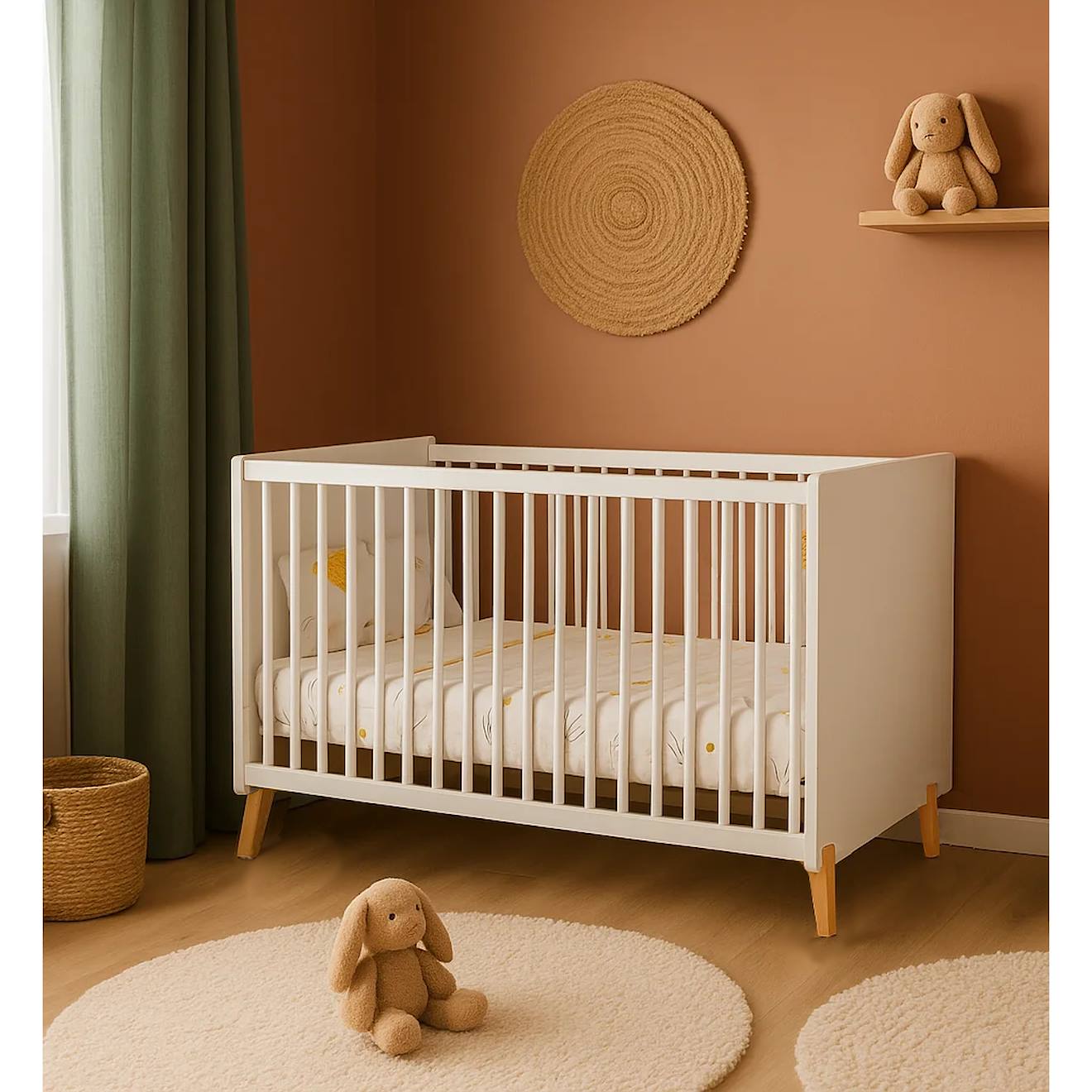 Lit Évolutif - Little Big Bed Sur Pieds En Bois - Joy Blanc/marron
