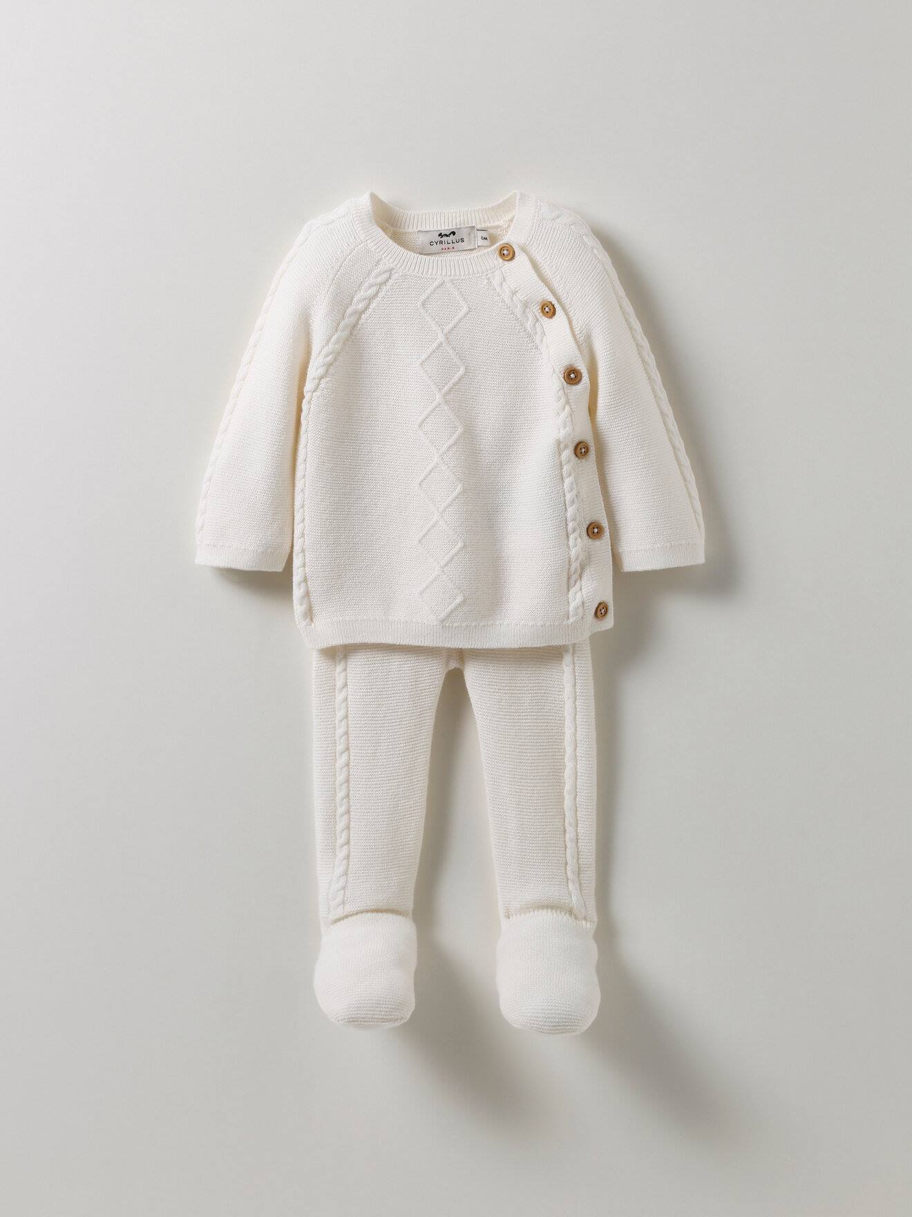 Ensemble En Coton Biologique Et Laine Ecru
