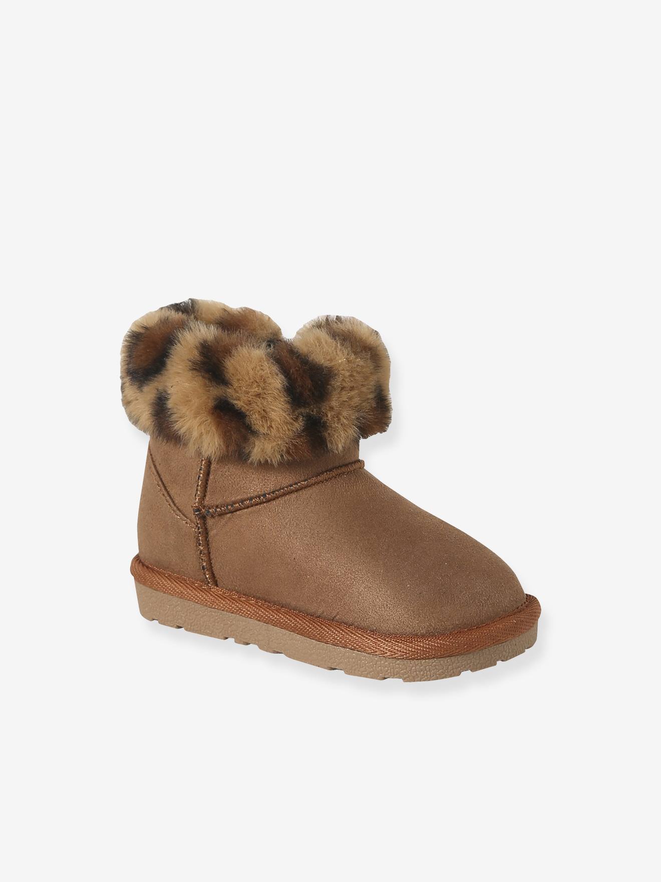 Boots déperlantes zippées fourrées bébé camel Vertbaudet
