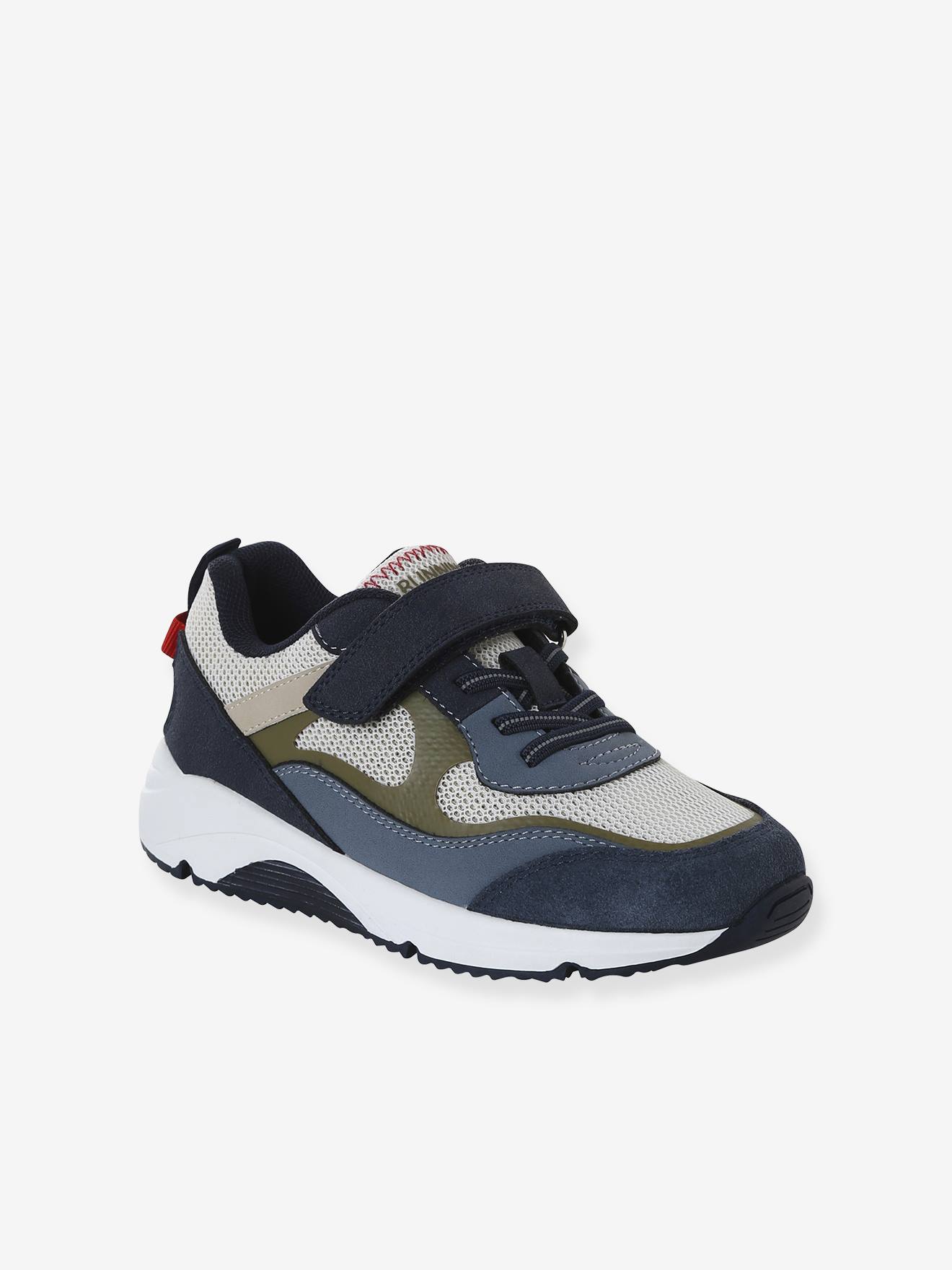 Baskets enfant garçon synthétique lacets élastiqués et scratchs lot bleu