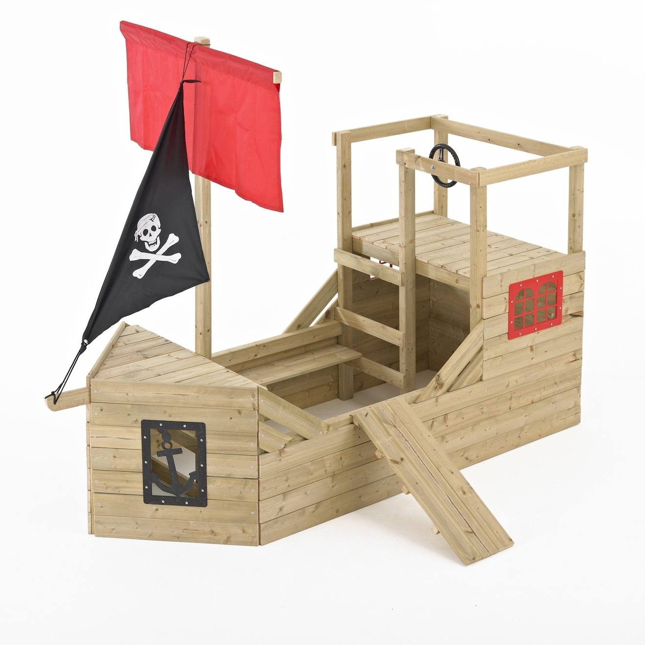 Cabane Bateau Pirate Galleon Bois Fsc® Marron - Noir - Rouge