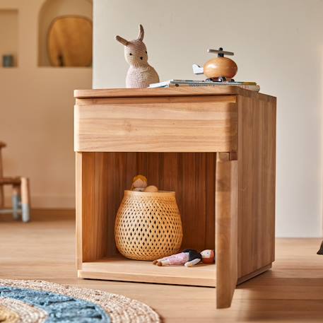 Tikamoon - Chevet Enfant En Bois De Teck Nino Naturel