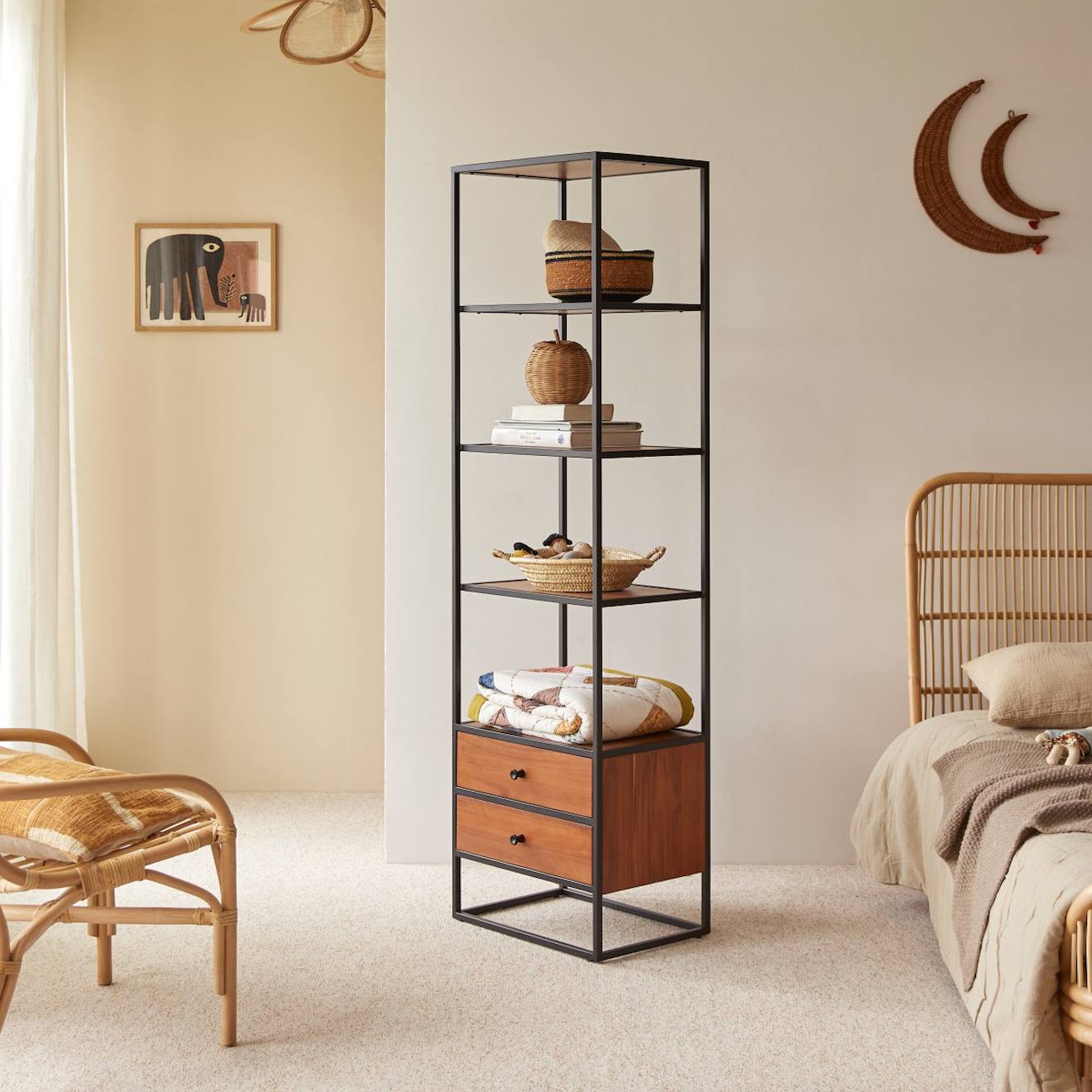 Colonne Enfant En Bois D'acacia Et Métal 175 Agra Naturel