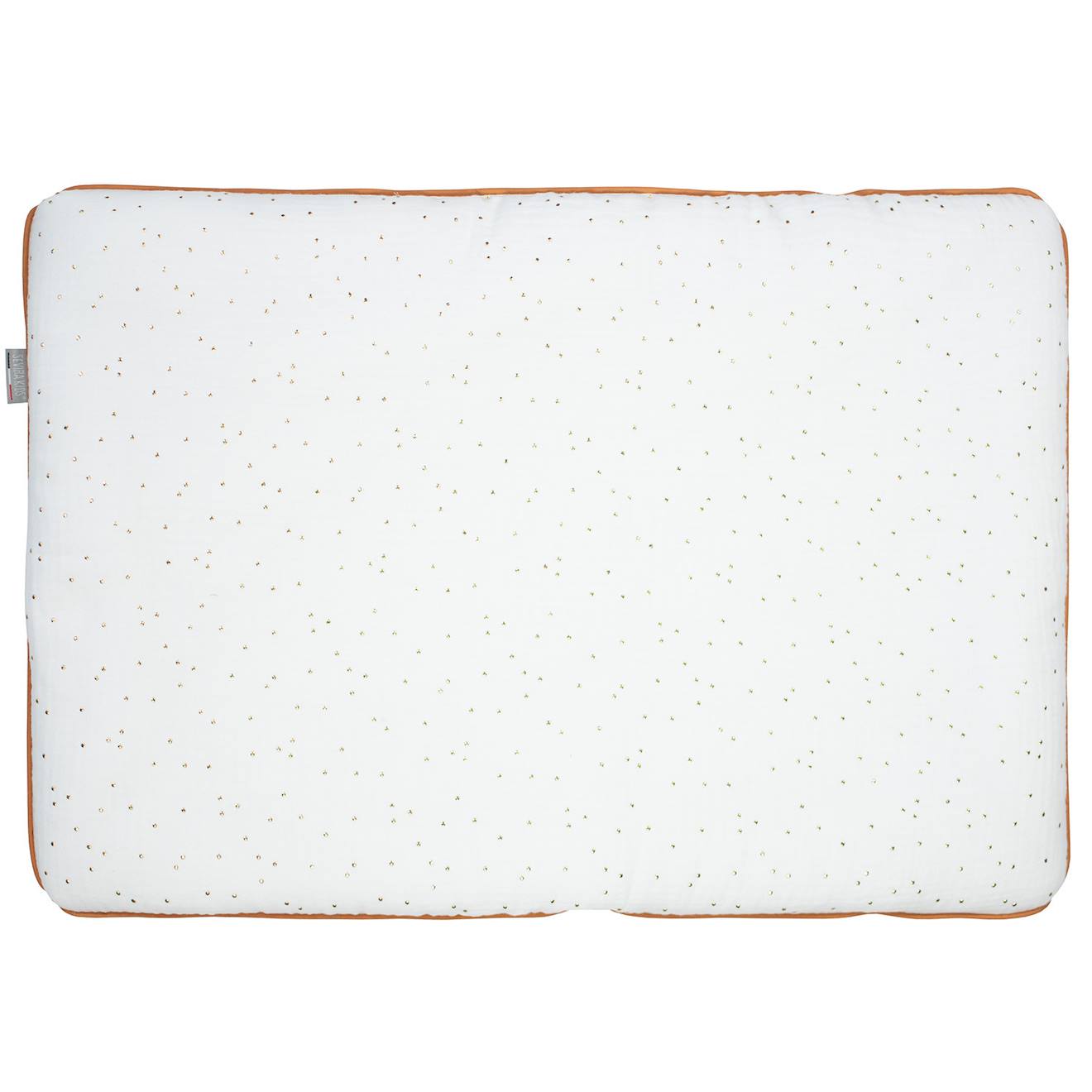 Oreiller Plat En Gaze De Coton Jeanne Blanc À Pois Or