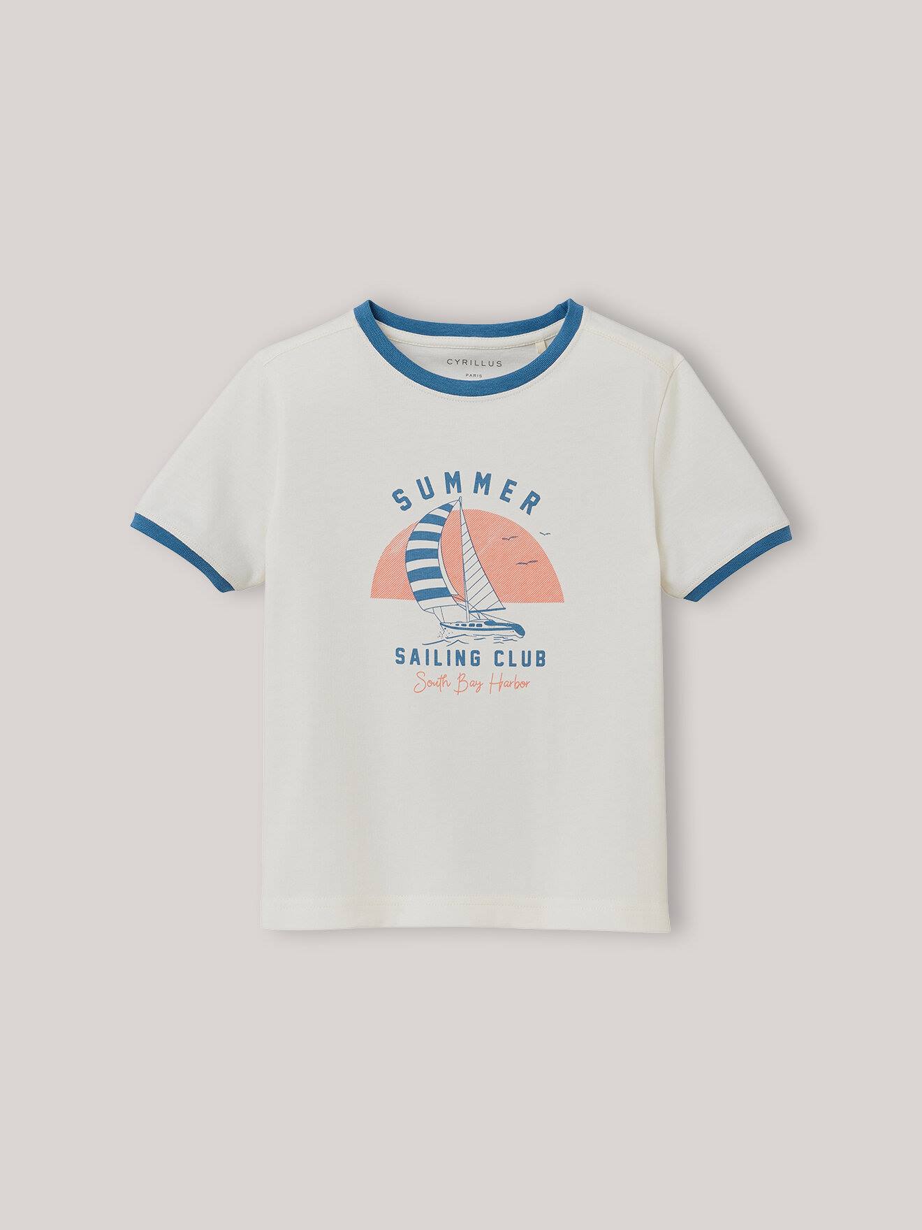 T-shirt Imprimé En Coton Biologique Ecru