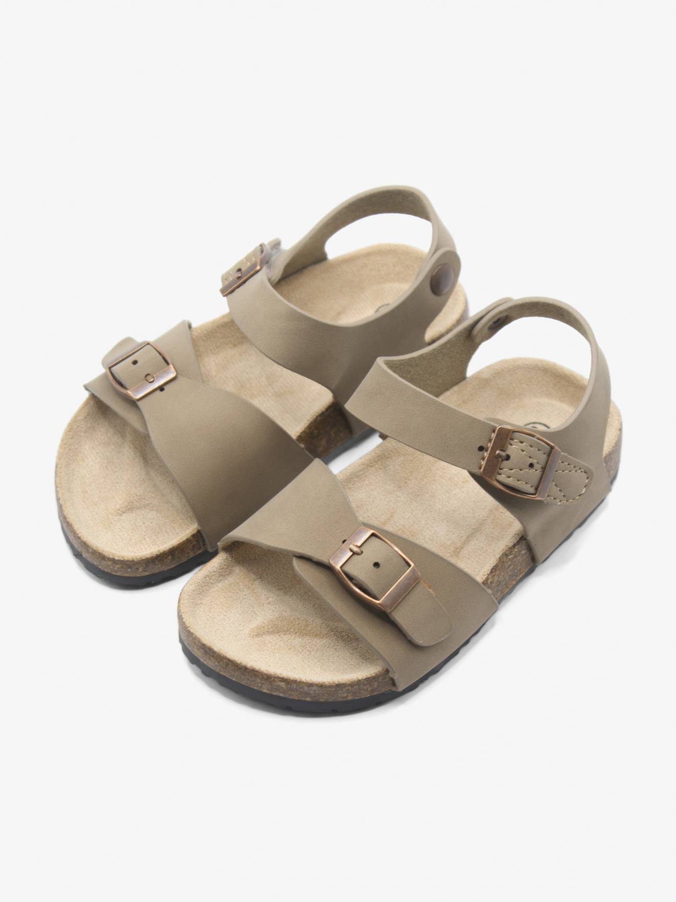 Sandales À Scratchs Taupe