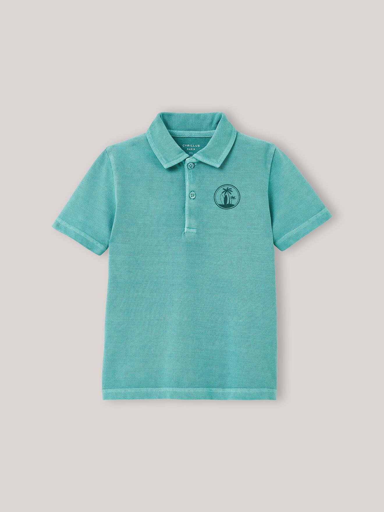 Polo En Maille Piquée En Coton Biologique Vert Lagon