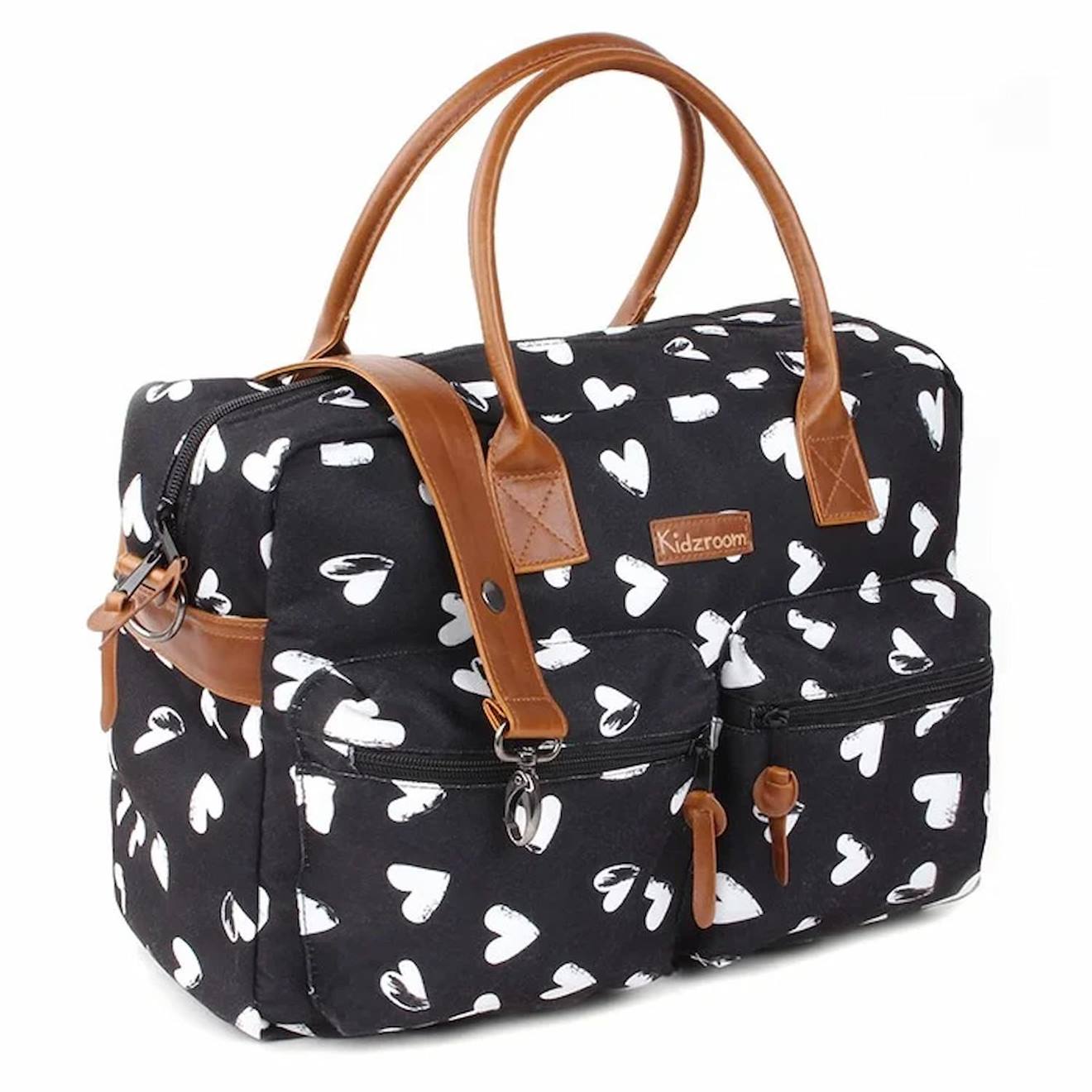 Sac À Langer Black & White Et Son Matelas Coeurs Noir, Coeurs