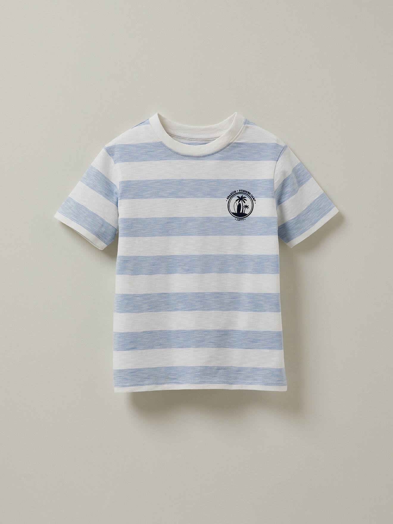 T-shirt Rayé En Coton Biologique Ciel