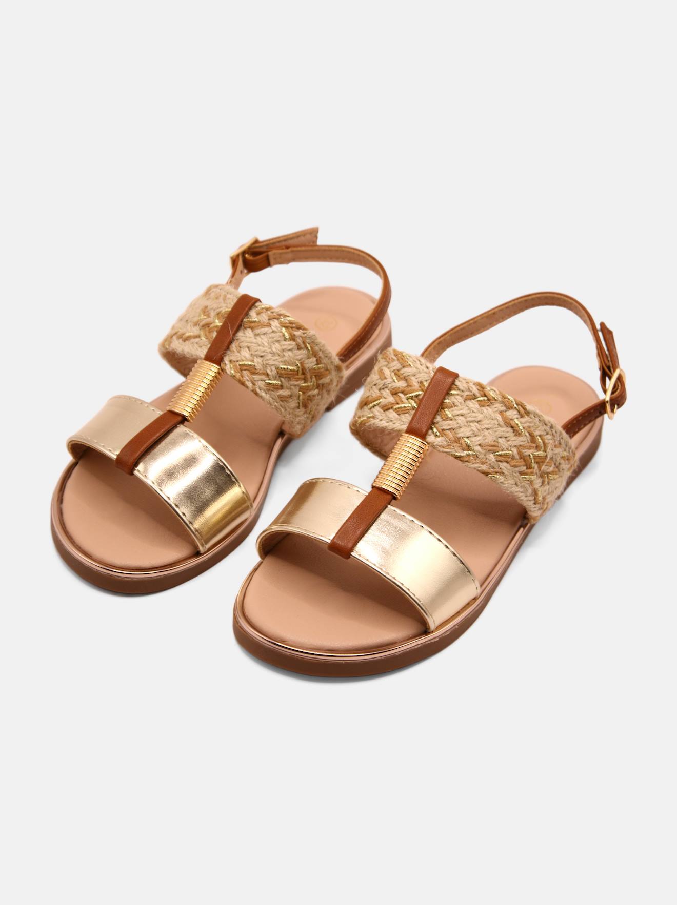 Sandale Tressées Beige / Doré