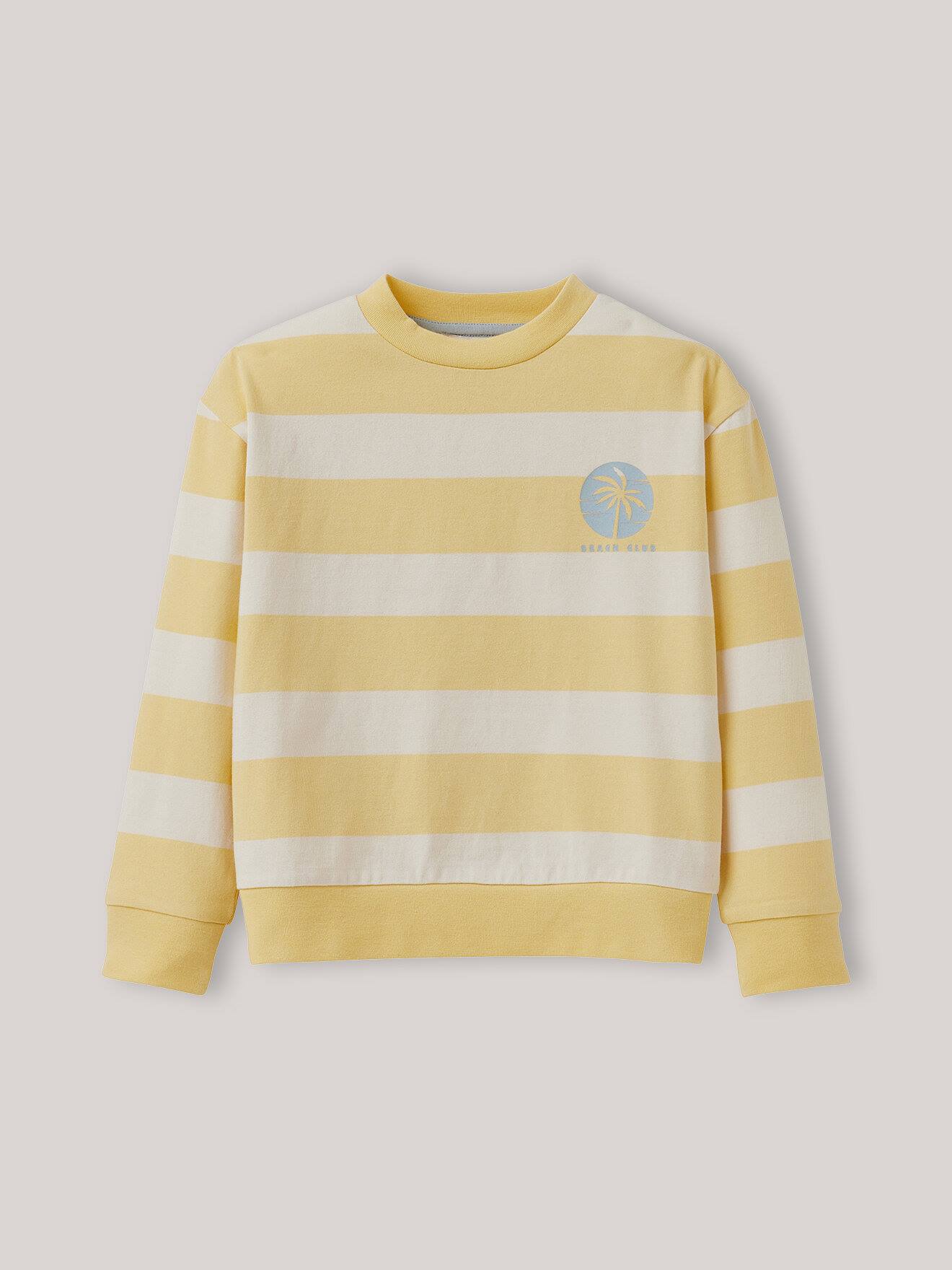 T-shirt-sweat En Coton Biologique Rayure Jaune