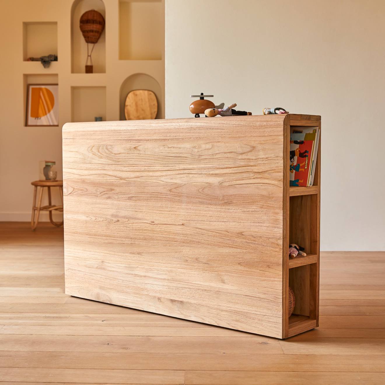 Tête De Lit Enfant Avec Rangements En Bois De Teck 120 Bertie Naturel