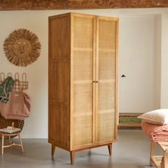 Armoire enfant en bois de pin et cannage 200 ninon  - vertbaudet enfant