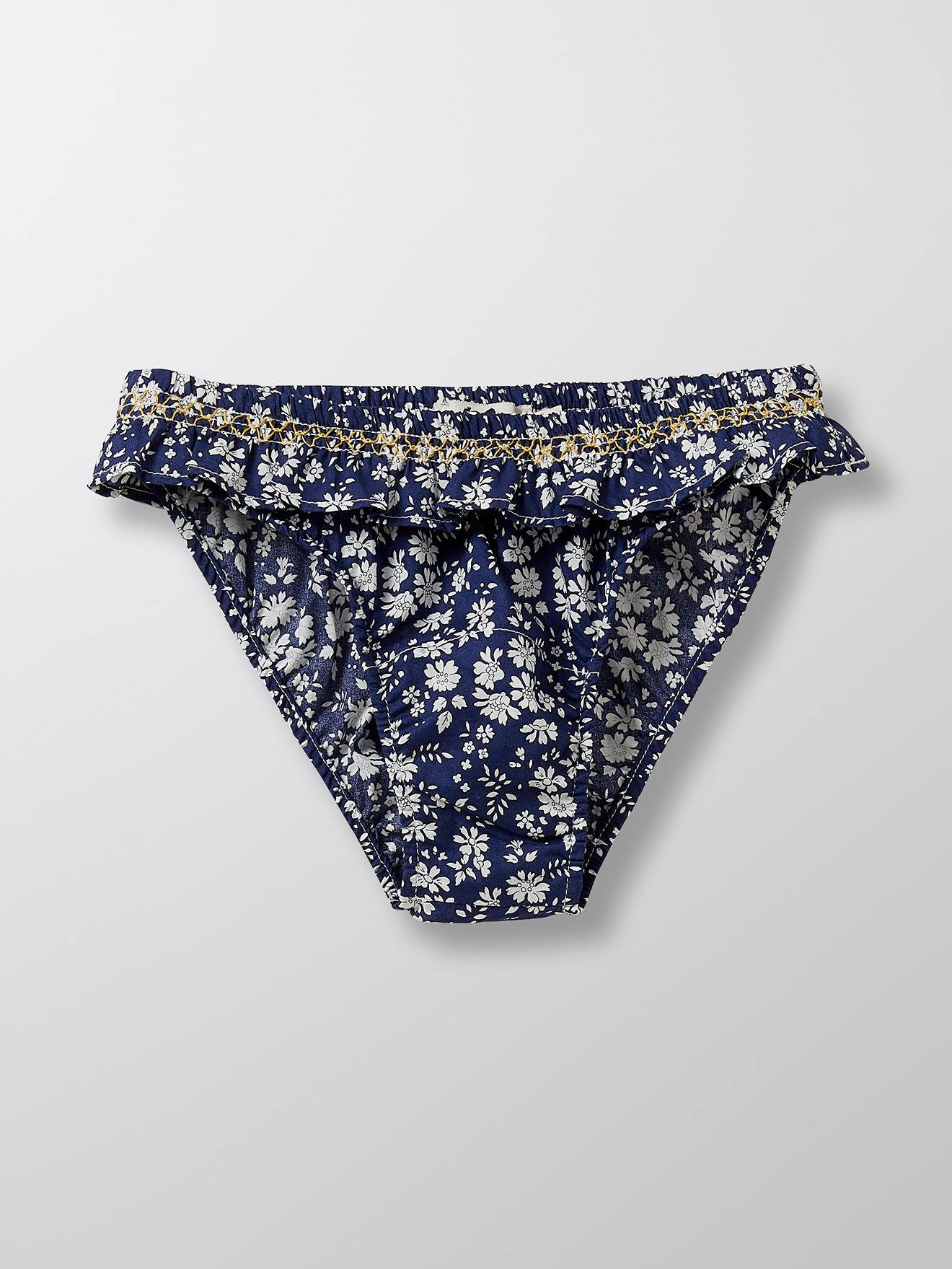 Culotte De Plage Fille En Tissu Liberty Bleu Foncé Imprimé
