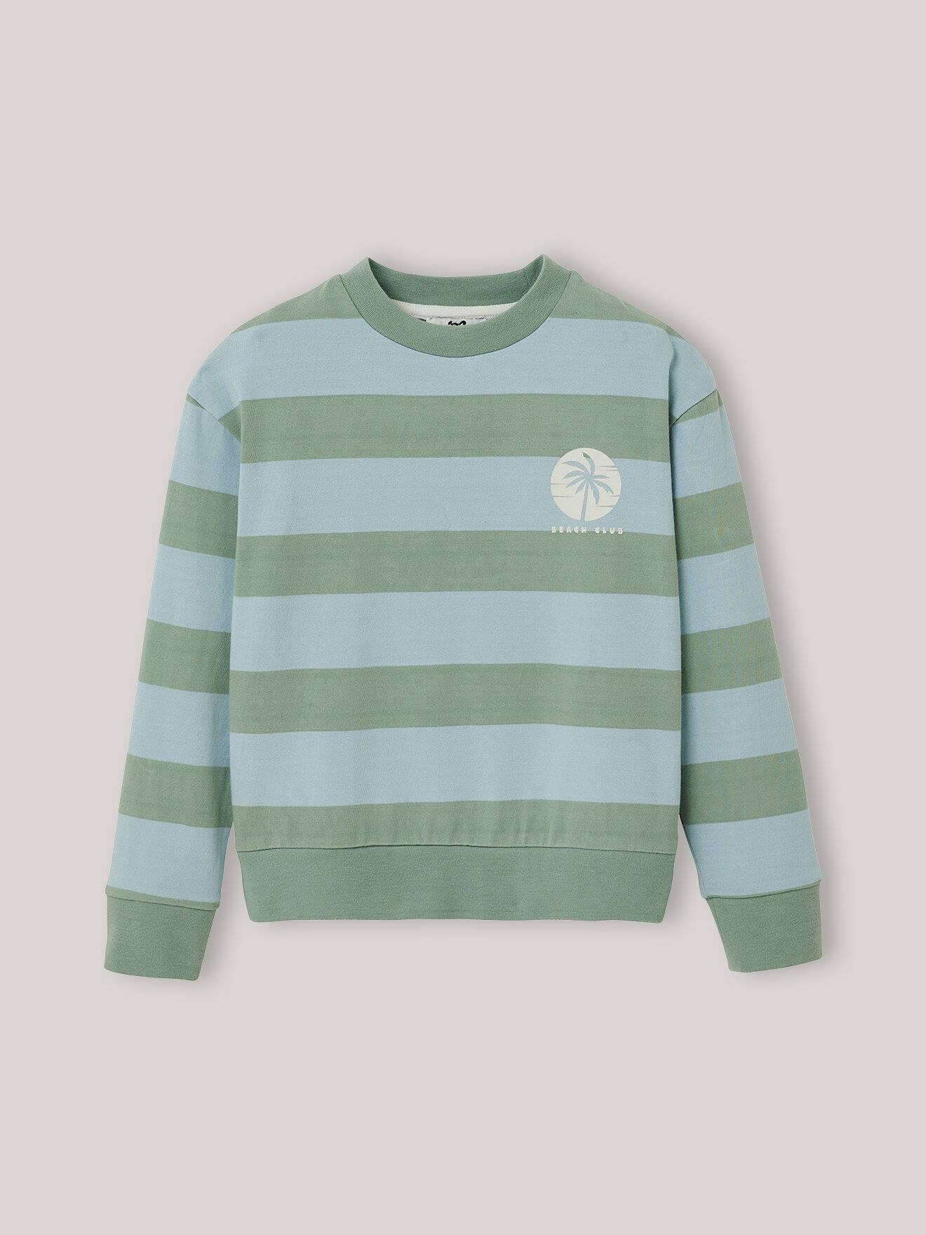 T-shirt-sweat En Coton Biologique Rayre Bleue