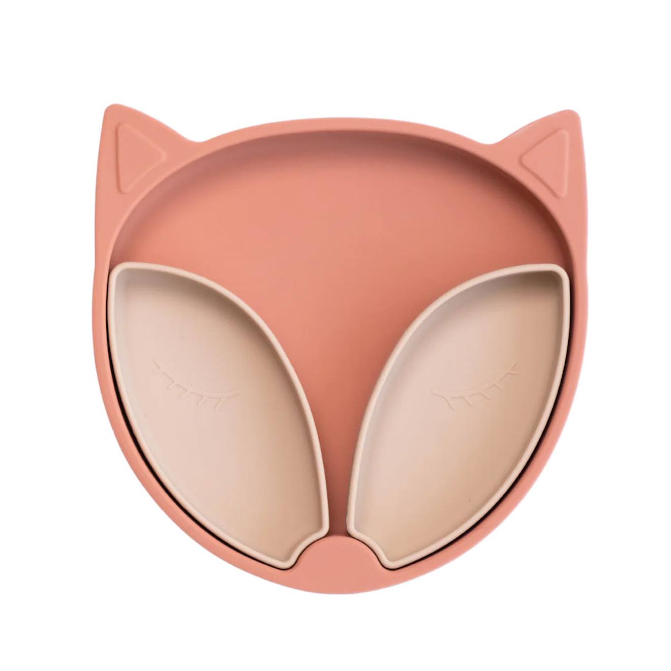 Assiette À Compartiments Ventousée En Silicone Renard Rose