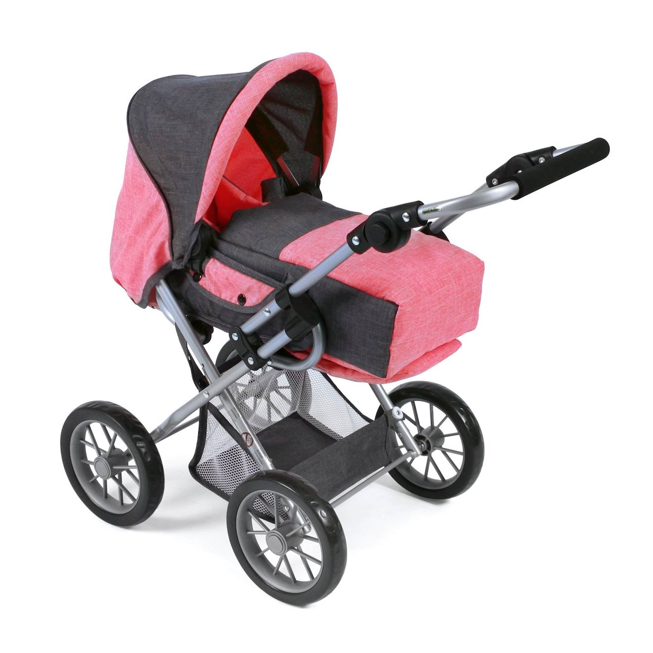 Poussette Combinée Pour Poupée Leni, Anthracite - Rose Gris Et Rose