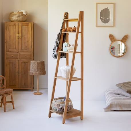 Tikamoon - Bibliothèque Enfant En Bois De Teck 40x160 Bahya Step Naturel