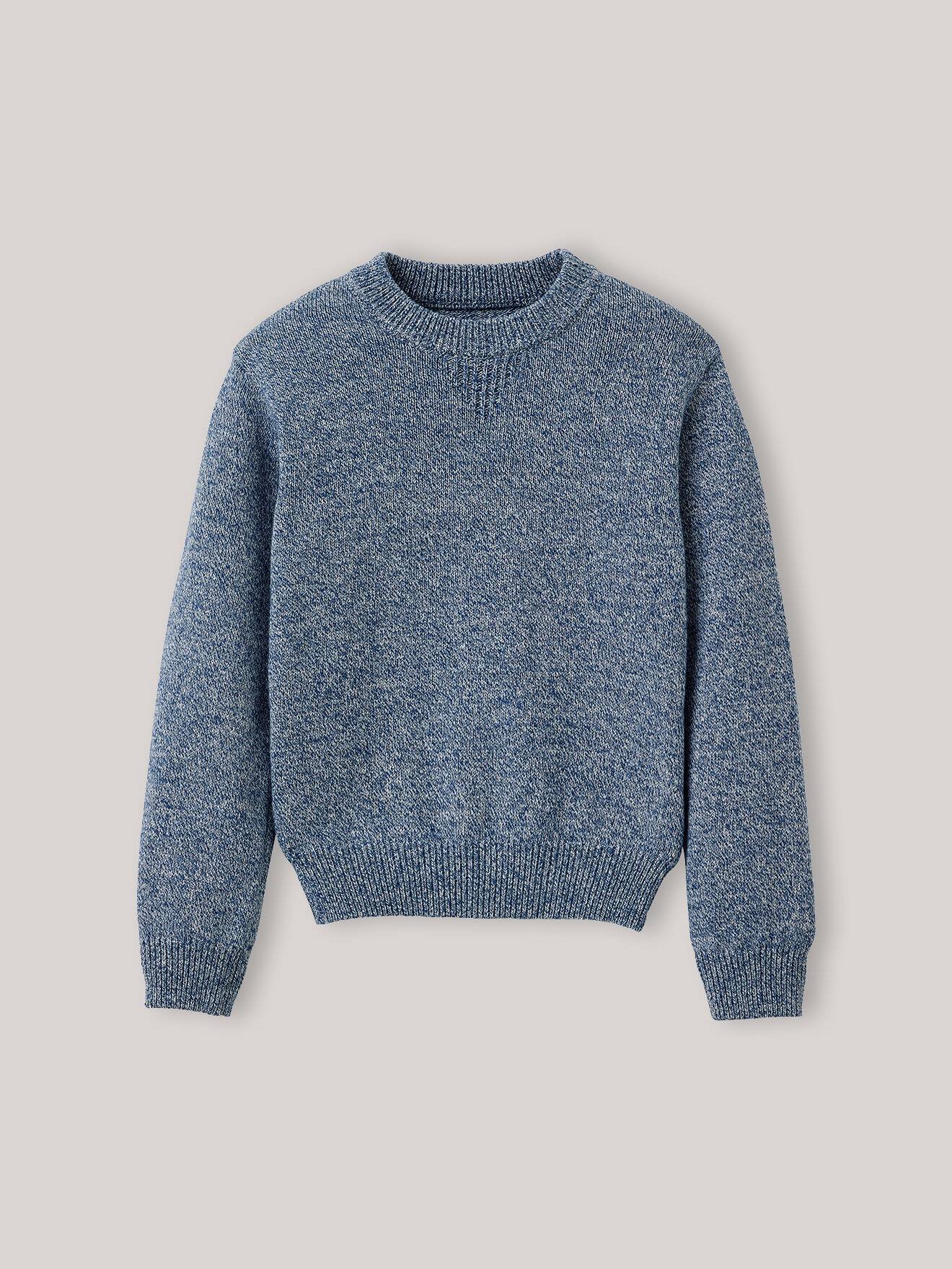 Pull En Maille Moulinée Bleu