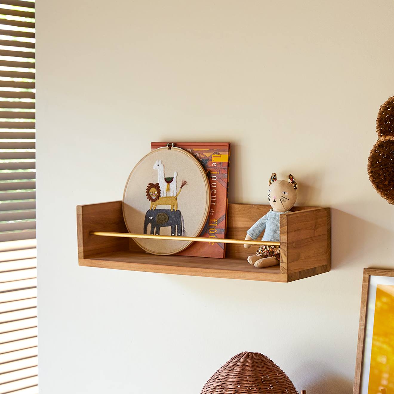Etagère Murale Enfant En Bois De Teck Sasha 60 Naturel