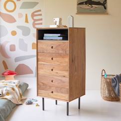 Chambre et rangement-Chambre-Chiffonnier enfant en bois d'acacia 5 tiroirs pavel